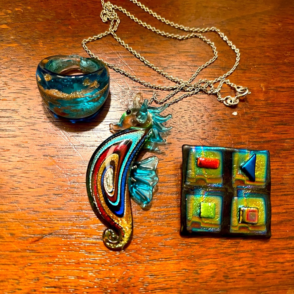 Super Groovy 70’s Blown Glass Jewelry Set
